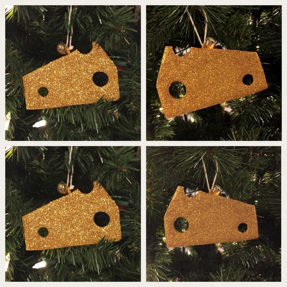 4 Glitter Cheese Ornaments Green Bay Packers